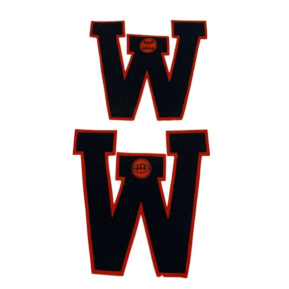 Black & Orange Felt "W" Sew-On Letter / Patch Football & Baseball 8" - Picture 1 of 4